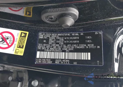 2019 Toyota Highlander Le z USA, uszkodzony, nr VIN 5TDBZRFH7KS994632